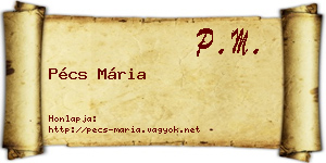 Pécs Mária névjegykártya